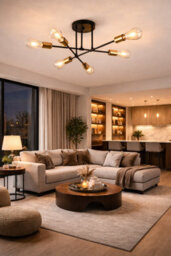 Shopnbits Sputnik Chandelier Ceiling Light 6 Lights Modern Semi Flush Mount Black Lamp Ceiling Light - thumbnail 4