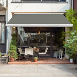 Sundaze Full Cassette Electric Remote Controlled Retractable Awning Garden Patio Canopy Shade Sail 4.5X3M Grey