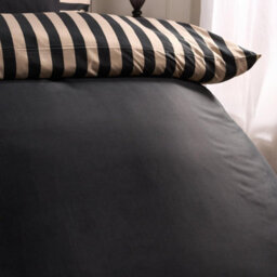 Ohs Stripe Edge Bedding Set Microfibre Duvet Cover With Pillowcase, Black/stone - Double - thumbnail 4