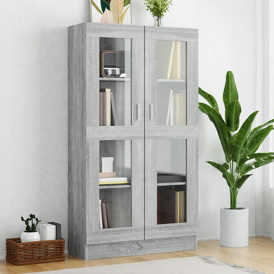 Berkfield Vitrine Cabinet Grey Sonoma 82.5X30.5X150 Cm Engineered Wood - image 1