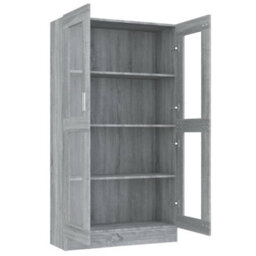 Berkfield Vitrine Cabinet Grey Sonoma 82.5X30.5X150 Cm Engineered Wood - thumbnail 5
