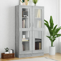 Berkfield Vitrine Cabinet Grey Sonoma 82.5X30.5X150 Cm Engineered Wood - thumbnail 1