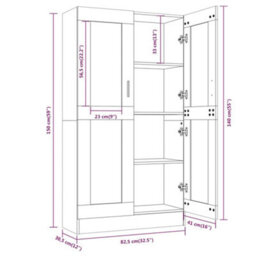 Berkfield Vitrine Cabinet Grey Sonoma 82.5X30.5X150 Cm Engineered Wood - thumbnail 8