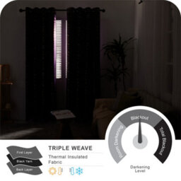 Deconovo Foil Printed Blackout Curtains 46 X 54 Inch Purple Grape 2 Panels Thermal Insulated Eyelet Curtains Bedroom Curtains - thumbnail 4