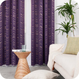 Deconovo Foil Printed Blackout Curtains 46 X 54 Inch Purple Grape 2 Panels Thermal Insulated Eyelet Curtains Bedroom Curtains - thumbnail 3