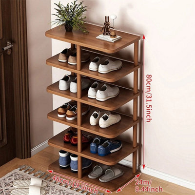 6 Tier Wooden Shoe Rack Home Entryway Vertical Shoe Organizer Holder Shelf - image 1