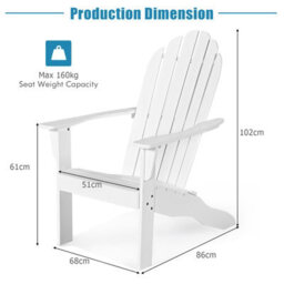Costway Adirondack Chair Acacia Wood Adirondack Lounger Chair W/ Slatted Seating - thumbnail 2