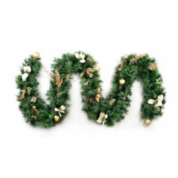 Best Artificial 6Ft Gold Decorated Christmas Garland Supplied With 50 Warm White Battery Lights Banister Fireplace Staircase - thumbnail 5