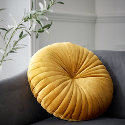 Catherine Lansfield Round Cushion Soft Touch 40X40Cm Cushion Mustard Yellow - image 1