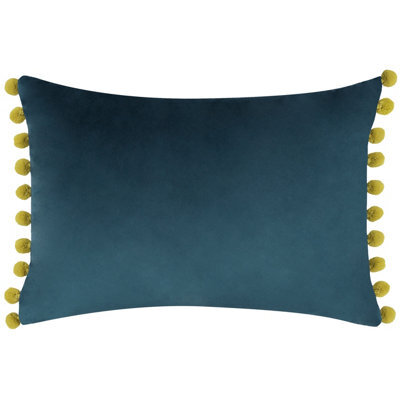 Paoletti Fiesta Velvet Pom Pom Feather Filled Cushion - image 1