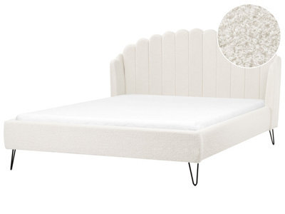 Beliani Bed Boucle Ambillou 180 X 200 Cm (Eu Super King) Off-White - image 1