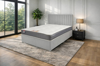 "Knight Sleep Emily Silver Naples 2Ft6 Bed Set With Orthopaedic Mattress, No Drawers & 24""headboard - Small Single" - image 1