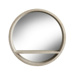 Nielsen Senna Round Wall Mirror For Bedroom, Kitchen, Living Room With Shelf - Natural Wash - 60Cm - thumbnail 1