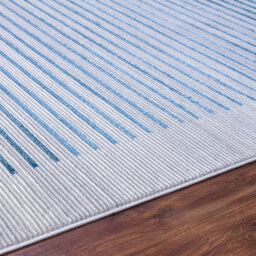 Livabliss Lustro-Modern Grey Blue Beige Striped Living Dining Bedroom Rug 160 X 220 Cm Easy Care, Non Shedding - thumbnail 3