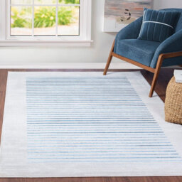 Livabliss Lustro-Modern Grey Blue Beige Striped Living Dining Bedroom Rug 160 X 220 Cm Easy Care, Non Shedding - thumbnail 2