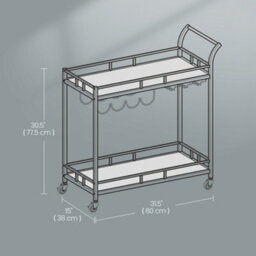 Vasagle Gold Bar Cart, Wine Serving Cart With 2 Mirrored Shelves, Wine And Holders, For Dining Room, Gold - thumbnail 5