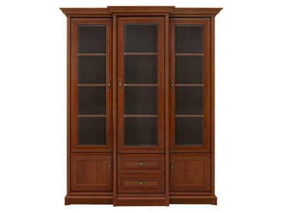Arte Kent Chestnut 168Cm Tall Display Cabinet - 5-Door Glass Showcase With 2 Drawers - image 1