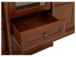 Arte Kent Chestnut 168Cm Tall Display Cabinet - 5-Door Glass Showcase With 2 Drawers - thumbnail 6