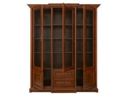 Arte Kent Chestnut 168Cm Tall Display Cabinet - 5-Door Glass Showcase With 2 Drawers - thumbnail 4