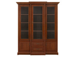 Arte Kent Chestnut 168Cm Tall Display Cabinet - 5-Door Glass Showcase With 2 Drawers