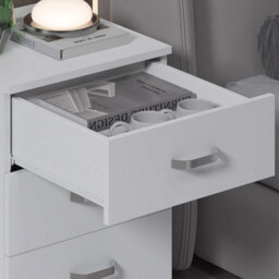 Fwstyle Tunis White 3 Drawer Chest Of Drawers Modern Bedroom Furniture (H) 56Cm (W) 40Cm (D) 40Cm - thumbnail 4
