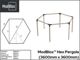 Edecks Modblox Hex Wooden Garden Pergola (3600mm X 3600mm) With Concrete In Posts (2.7M) - thumbnail 3