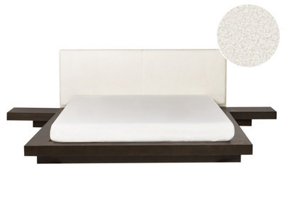 Beliani Bed Boucle Zen 160 X 200 Cm (Eu King Size) Dark Ash Wood - image 1