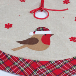 Shatchi Christmas Tree Skirt Snowflakes Printed Pattern Burlap Hessian Linen Tree Base Cover Floor Mat Decore - thumbnail 1