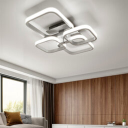 Living And Home White Frame Square Contemporary Led Low Energy Semi Flush Ceiling Light Fixture Cool White 60Cm - thumbnail 2