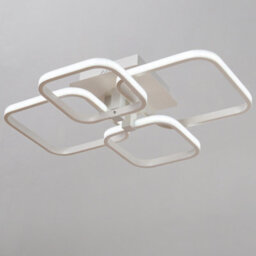 Living And Home White Frame Square Contemporary Led Low Energy Semi Flush Ceiling Light Fixture Cool White 60Cm - thumbnail 6