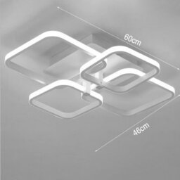 Living And Home White Frame Square Contemporary Led Low Energy Semi Flush Ceiling Light Fixture Cool White 60Cm - thumbnail 5