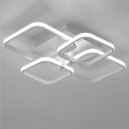 Living And Home White Frame Square Contemporary Led Low Energy Semi Flush Ceiling Light Fixture Cool White 60Cm - thumbnail 4