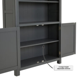 The Furniture Market Marbury Slate Grey Painted Tall Wide Bookcase With 2 Door Cupboard - thumbnail 7