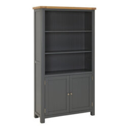 The Furniture Market Marbury Slate Grey Painted Tall Wide Bookcase With 2 Door Cupboard - thumbnail 5