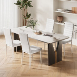 Bealife Faux Leather Dining Chairs Set Of 4, High Back, Modern Design, Metal Legs, For Kitchen & Dining Room - thumbnail 9