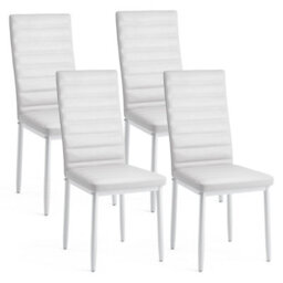 Bealife Faux Leather Dining Chairs Set Of 4, High Back, Modern Design, Metal Legs, For Kitchen & Dining Room - thumbnail 1