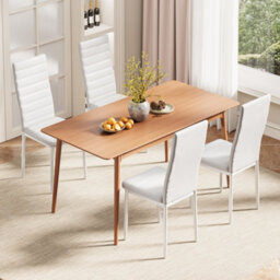 Bealife Faux Leather Dining Chairs Set Of 4, High Back, Modern Design, Metal Legs, For Kitchen & Dining Room - thumbnail 2