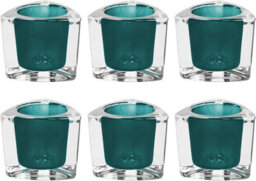 Simpa 6Pc Heavy Weight Glass Tea Light Holders - Blue