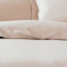 The Linen Yard Waffle Textured 100% Cotton Duvet Cover Set, Single, Pink - thumbnail 3