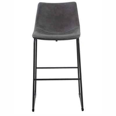 Beliani Set Of 2 Bar Stools - Dark Grey Fabric, Black Metal Legs, 99Cm High - image 1