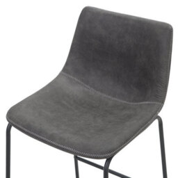 Beliani Set Of 2 Bar Stools - Dark Grey Fabric, Black Metal Legs, 99Cm High - thumbnail 7