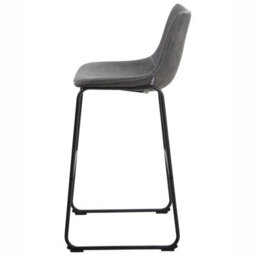 Beliani Set Of 2 Bar Stools - Dark Grey Fabric, Black Metal Legs, 99Cm High - thumbnail 5