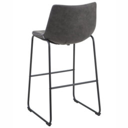 Beliani Set Of 2 Bar Stools - Dark Grey Fabric, Black Metal Legs, 99Cm High - thumbnail 6