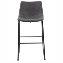Beliani Set Of 2 Bar Stools - Dark Grey Fabric, Black Metal Legs, 99Cm High - thumbnail 1