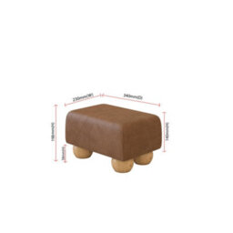 Tan Beige Natural Wood Bun Feet Italian Leather Small Footstool  Handmade Uk By Footstools Direct - thumbnail 2