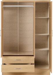Seconique Nevada 3 Door 2 Drawer Mirrored Wardrobe Set Sonoma Oak 2 Man Del. - thumbnail 4