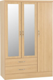 Seconique Nevada 3 Door 2 Drawer Mirrored Wardrobe Set Sonoma Oak 2 Man Del. - thumbnail 3