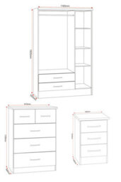 Seconique Nevada 3 Door 2 Drawer Mirrored Wardrobe Set Sonoma Oak 2 Man Del. - thumbnail 9