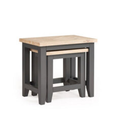 Oakham Dunvegan Nest Of Tables In Dark Grey And Oak - thumbnail 2