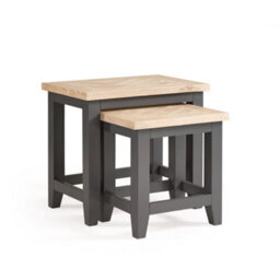 Oakham Dunvegan Nest Of Tables In Dark Grey And Oak